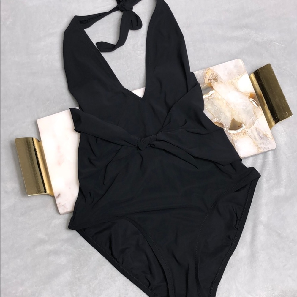 COPY - TORY BURCH HALTER TIE FRONT ONE PIECE SWIMSUIT XS